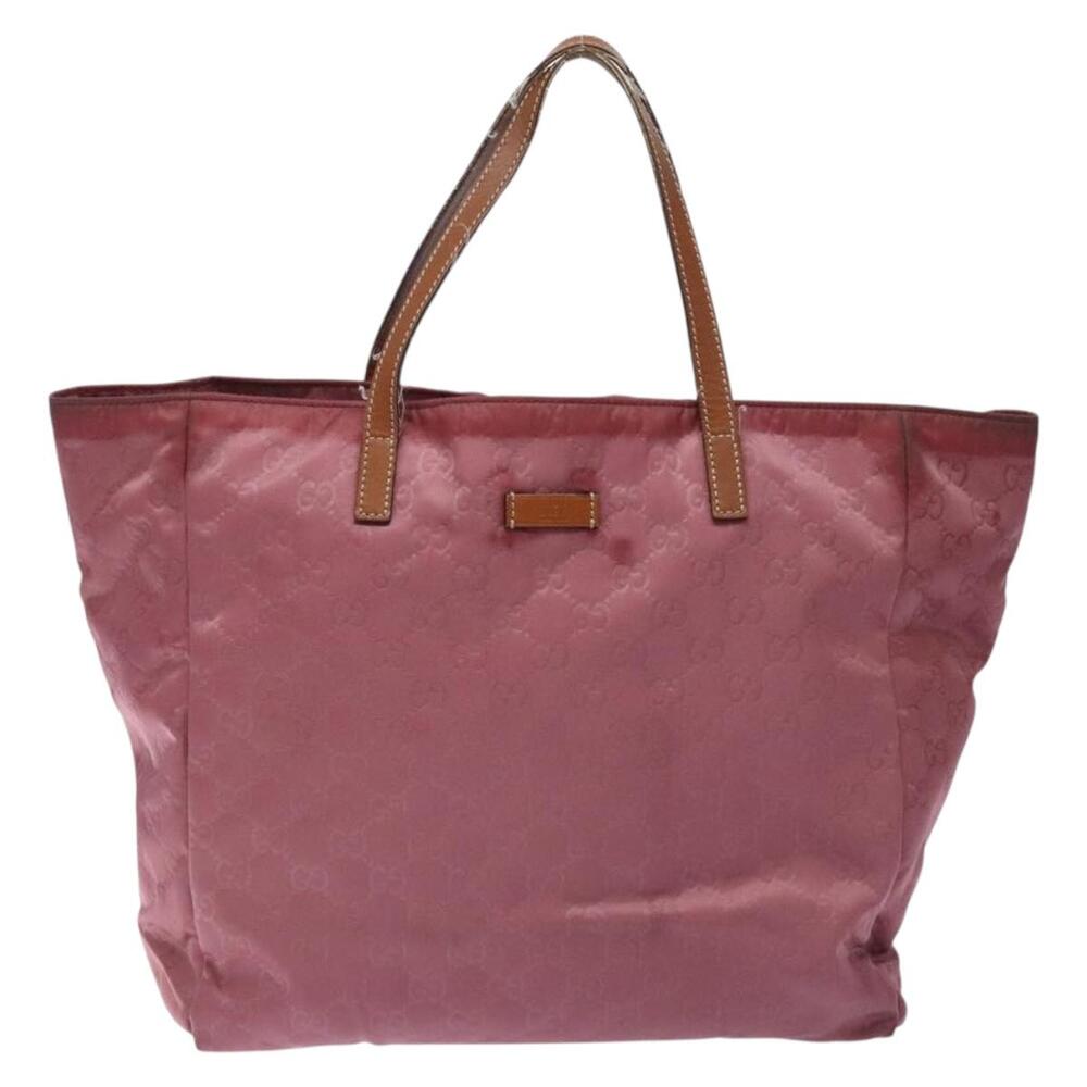 GUCCI GG Canvas Tote Bag Nylon Pink Silver - Picture 2 of 16
